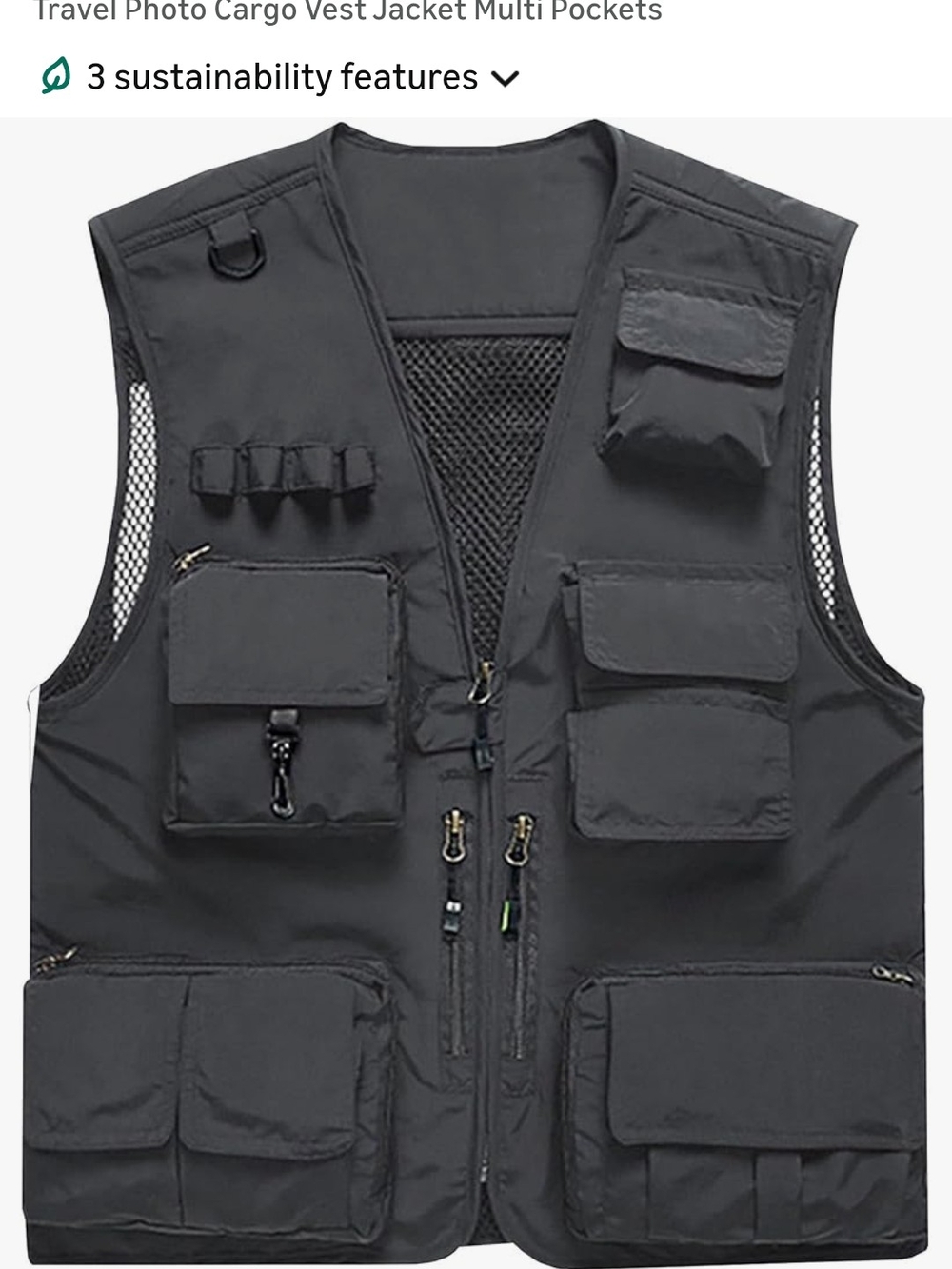 Men's Casual Gray Fishing, Work, Travel Cargo Vest with Multi Pockets